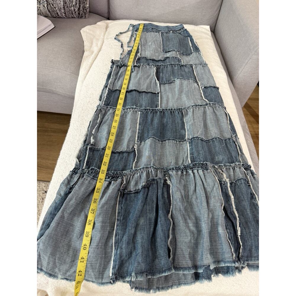 NWT Jaded Gypsy Distressed Patchwork Denim Tencel tiered Palazzo Pants Size L/X - Picture 6 of 16